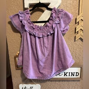 Free People Orchid Overdye Lilac Denim Scoop Elastic Maxine Top Women’s SZ Small